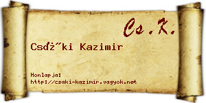 Csáki Kazimir névjegykártya